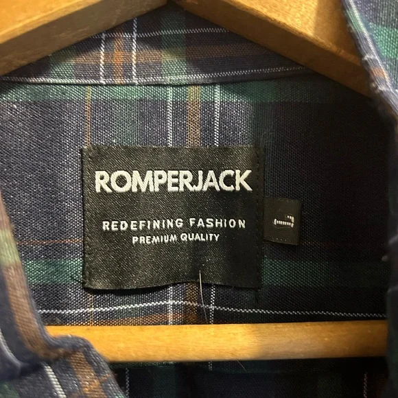 Romperjack men’s size Large one-piece like new condition Navy plaid - Picture 4 of 9